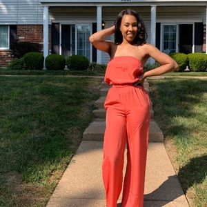 Orange Satin Jumpsuit